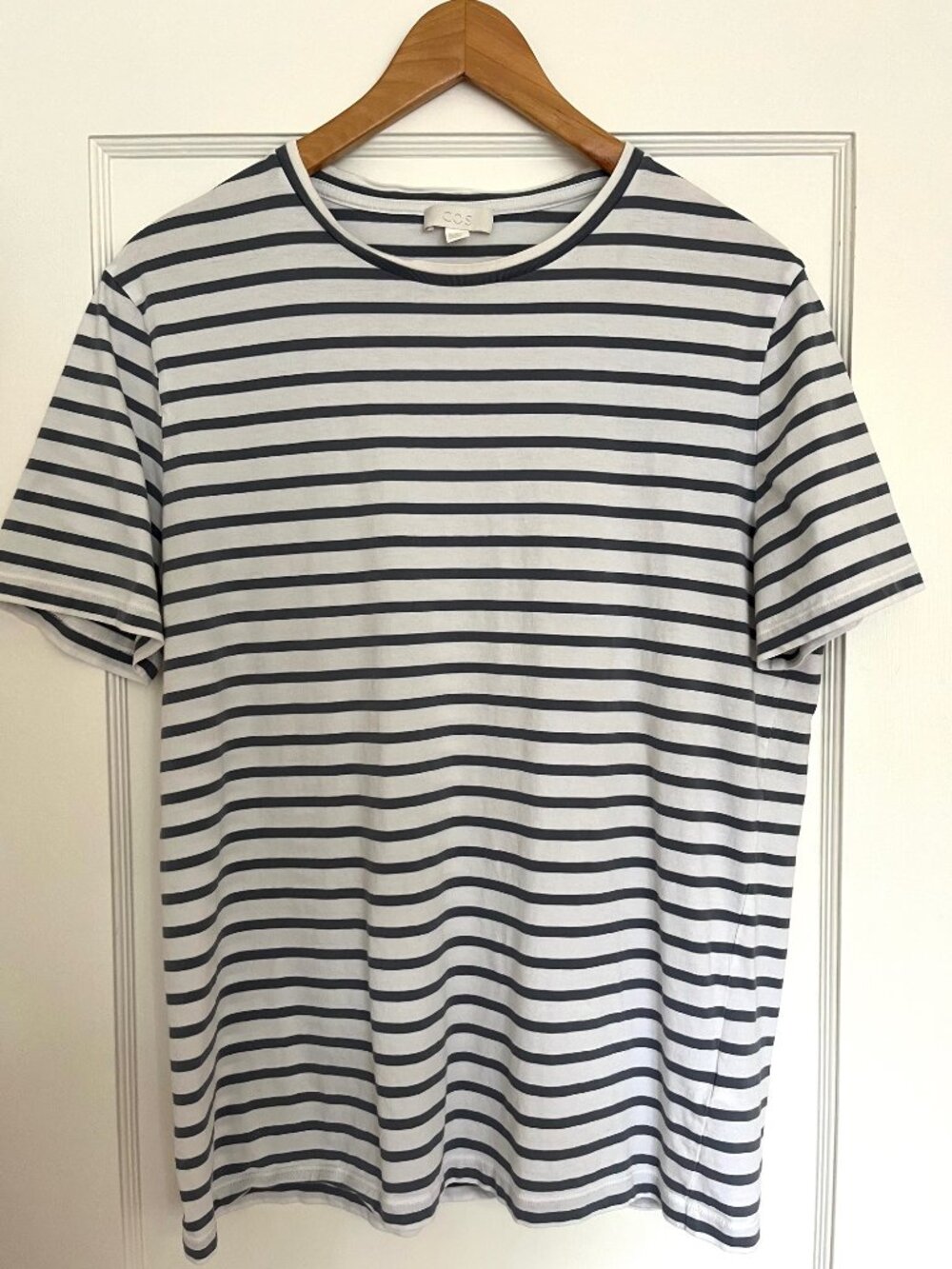 COS Cotton Striped Tee in Faded Navy | Size XL